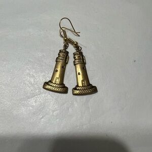 Vintage Gold Lighthouse Dangle Earrings